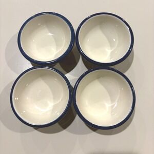 Pfaltzgraff Ocean Breeze Dipping Bowls Set of 4 Blue Green Striped Ceramic 3.5"